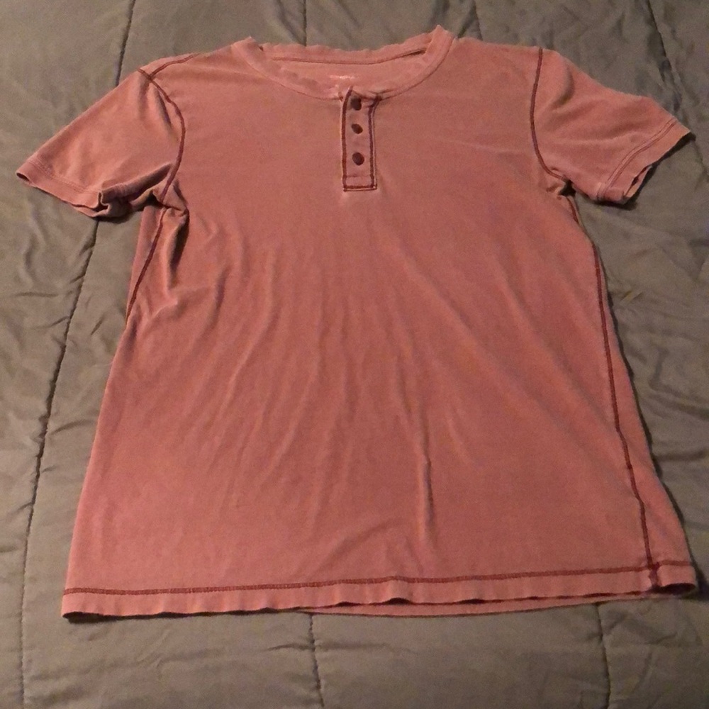 Red button up t-shirt. 100% cotton